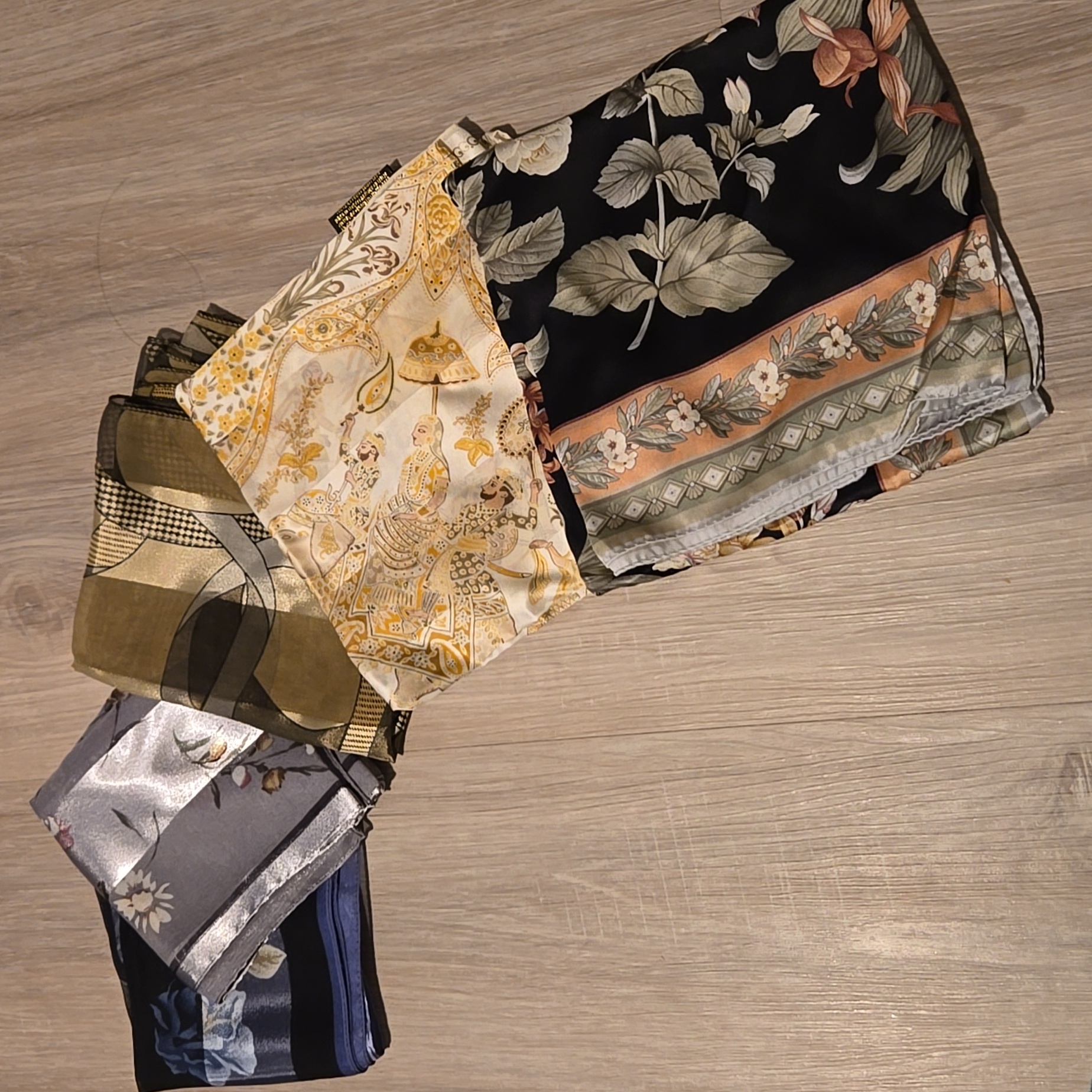 Floral And Patterned Silk Scarves
